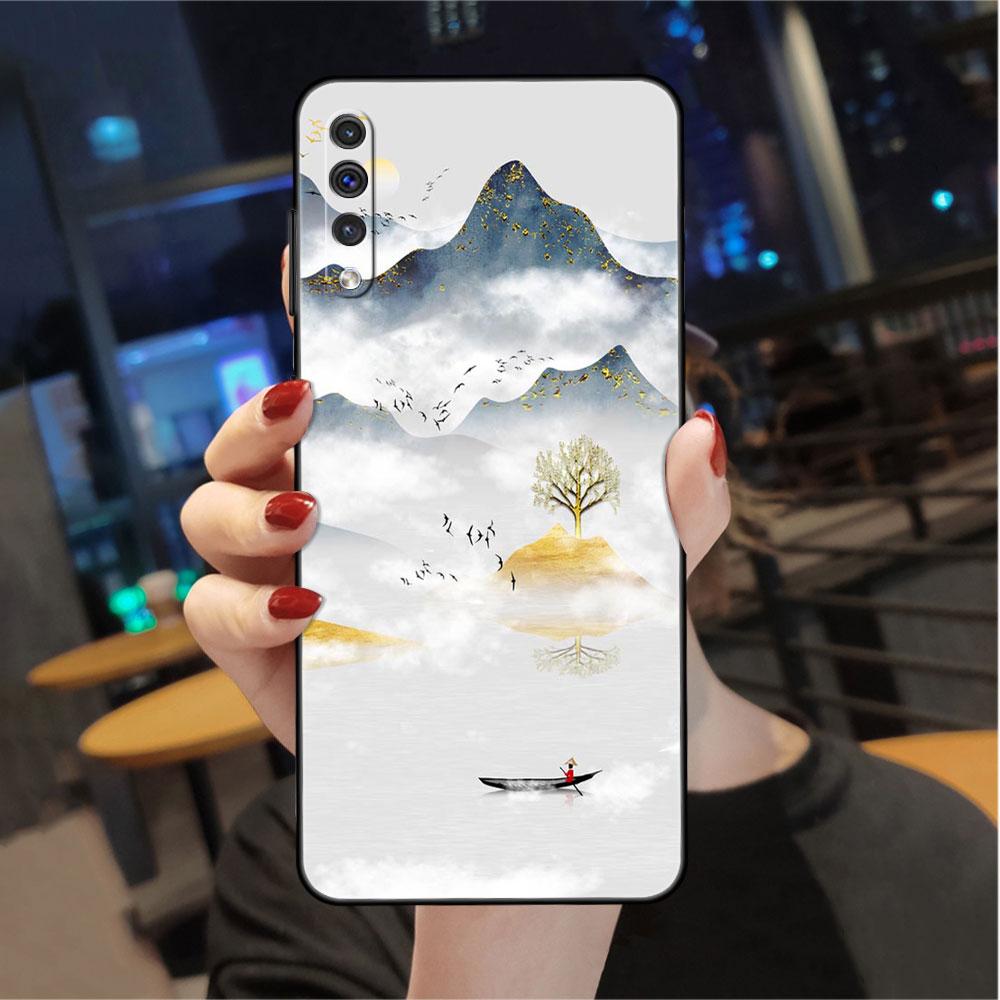 

Чехол для Samsung Galaxy A50 A70 A30 A20s A20e A10 A40 A10s A10e M52 M51 M31 M30s M21 M13 5G Черный чехол для телефона Золотая фольга Лотос Samsung F42 5G