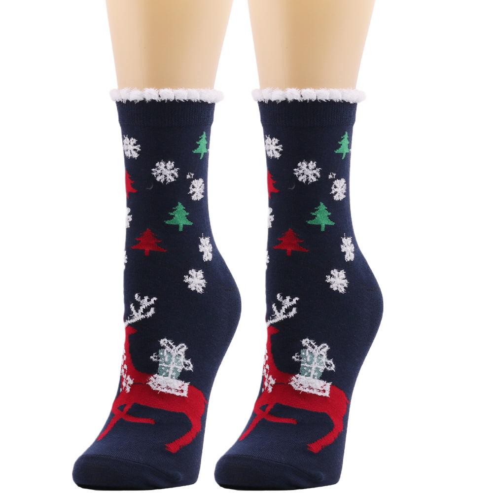 Women's Mid-Tube Fluffy Christmas Socks: European & American Winter Collection