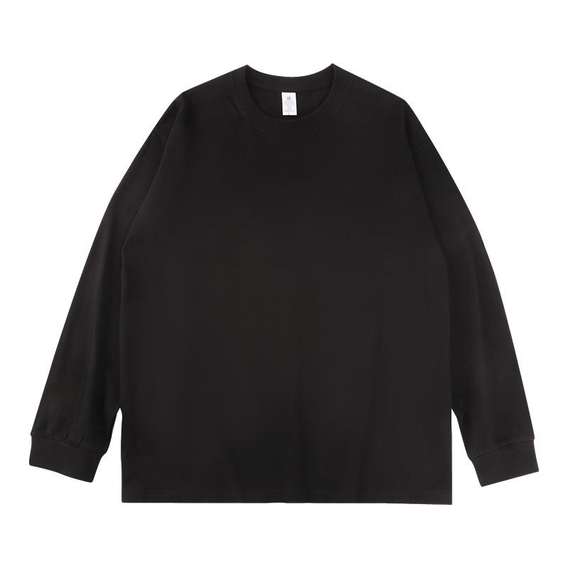 Unisex Ribbed Long-Sleeve Pure Cotton Sweatshirt T-Shirt | Casual Loose Base Layer