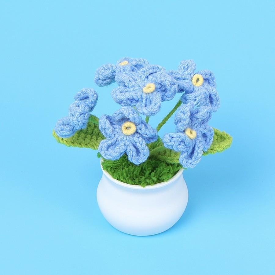 Hand-Knitted Wool Fake Flowers Set: Sunflower, Carnation, Tulip - Desktop Decor, Teacher/Student Gift, Everlasting Bouquet