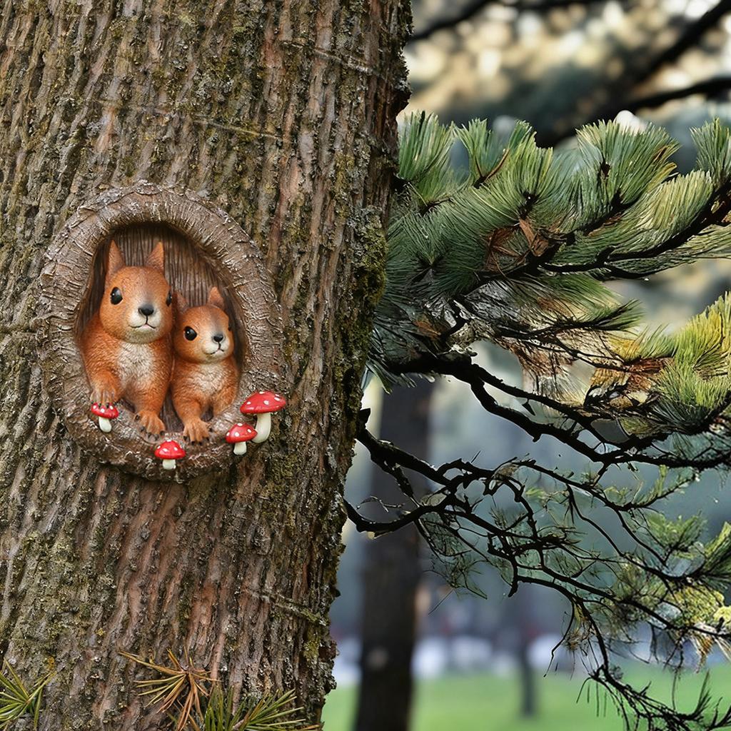 1 Buco d'Albero Genitore Figlio Scoiattolo Appeso all'Albero, Appeso all'Albero Animale 3D, Appeso a Parete per la Casa, Artigianato in Resina