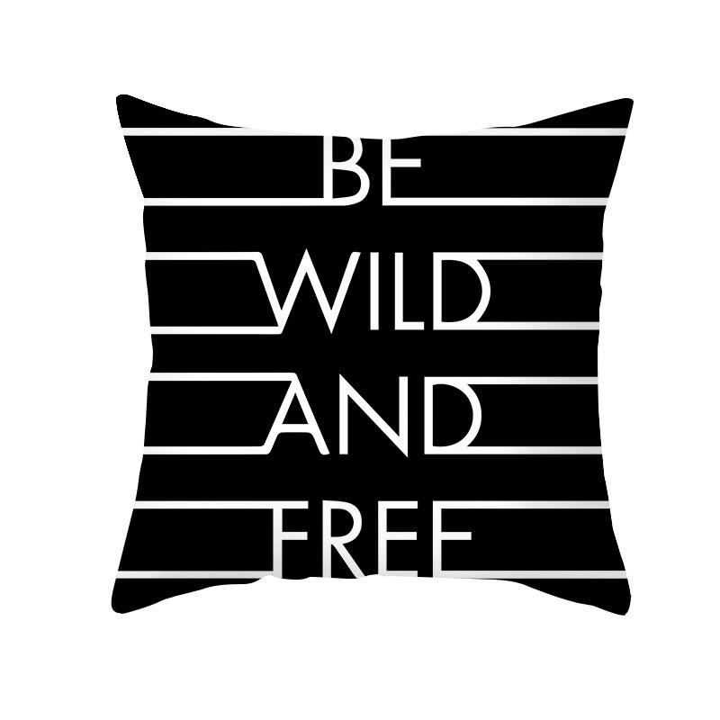 Neuer Kissenbezug Pfirsichhaut Schwarz-Weiß-Buchstabendruck Sofakissenbezug Büro-Kissenbezug