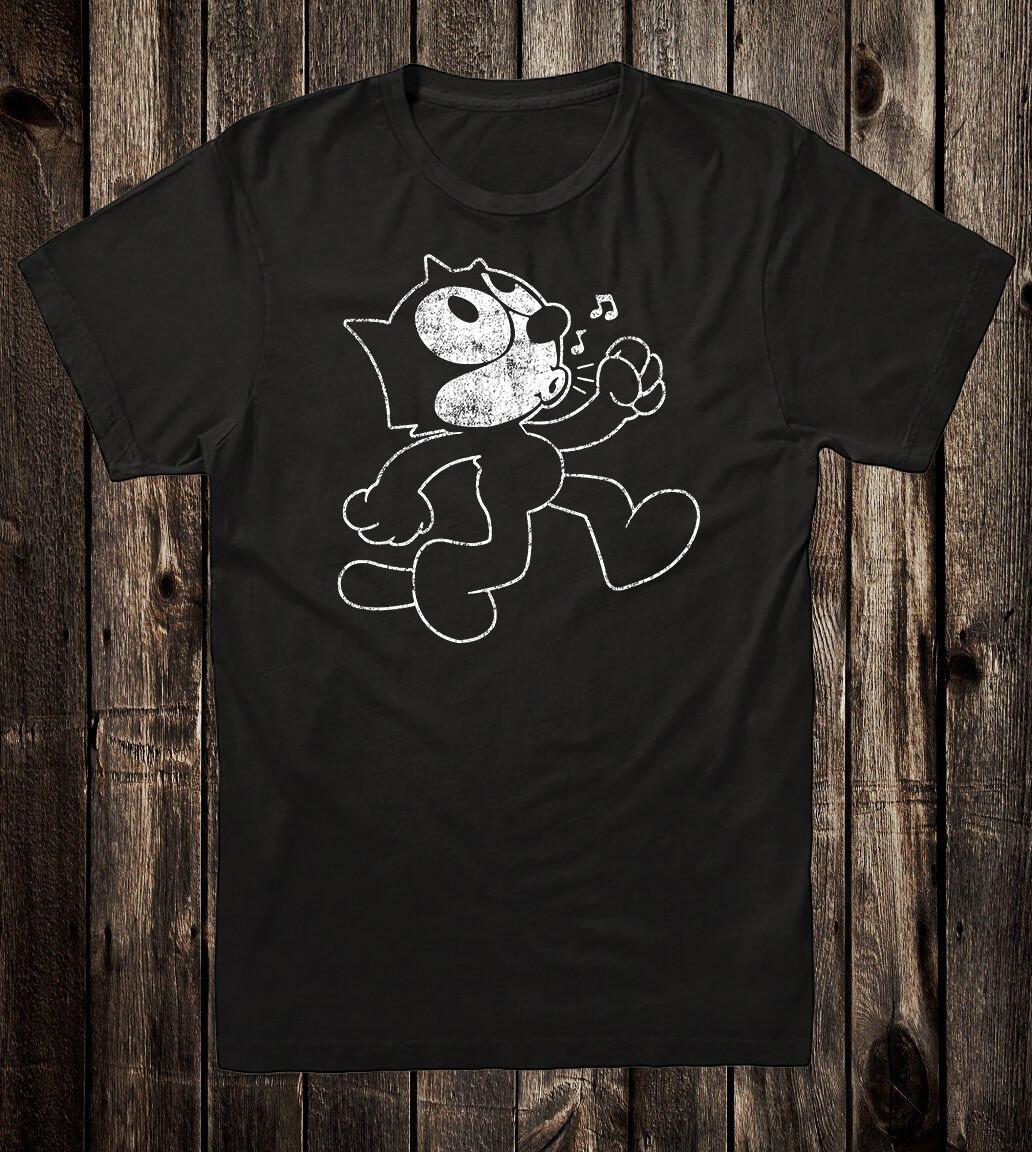 Unisex Cotton Tee T Shirt Novelty Cartoon Art Felix The Cat Vtg Art Retro XXXXL