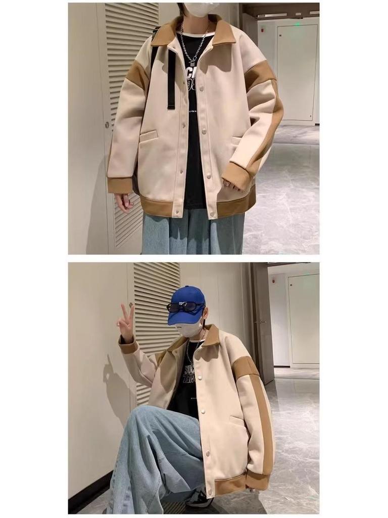 Men's French Style Double-Layer Wool Jacket - High-End Winter Coat with Stylish and Cool Design