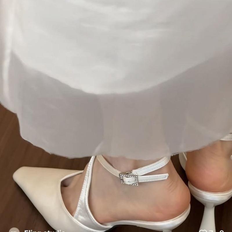 2025 New Brand Women Slipper Fashion Pointed Toe Slip On Ladies Elegant Mules Shoes Thin Low Heel Outdoor Dress Pumps