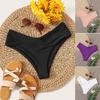 JYL-SW003 Solid High-Waist Bikini Bottom, Sexy Slim Fit Swimwear For Ladies