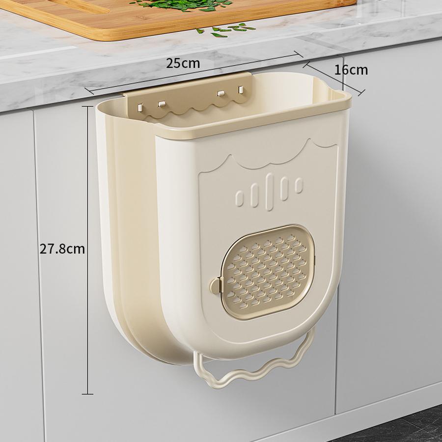 Αναδιπλούμενος Κάδος Απορριμμάτων Τοίχου Κουζίνας Μπάνιου Κρεμαστός Κάδος Αποθήκευσης για Σπίτι, Πολυκατοικία Πλαστικός με Εύκολο Καθάρισμα