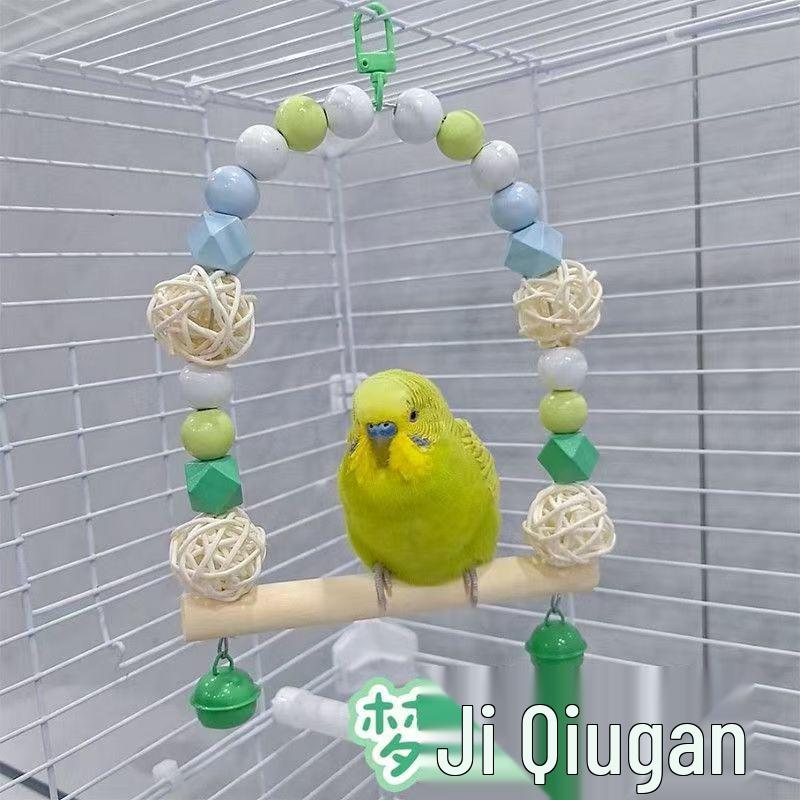 Balançoire en rotin - Accessoires pour cage de perroquet (calopsittes, perruches ondulées et petits oiseaux) - Jouet à mâcher et balançoire