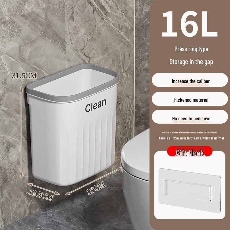Wall-Mounted Multi-Purpose Trash Can with Lid - Space-Saving Design for Kitchen or Bathroom