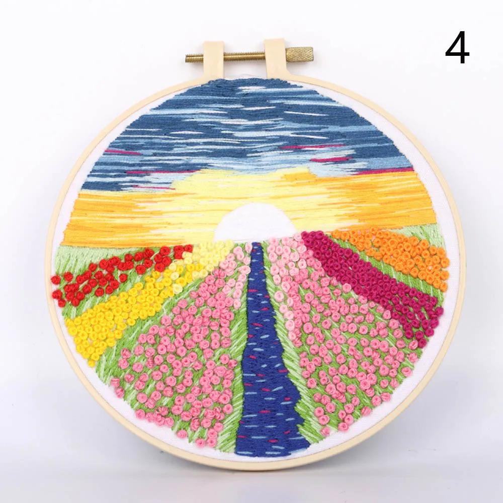 Flerfarget Håndlaget Broderi Startsett Myntpung Lommebok Blomstermønstre Korssting Broderi DIY Håndverk Hjemmedekorasjon
