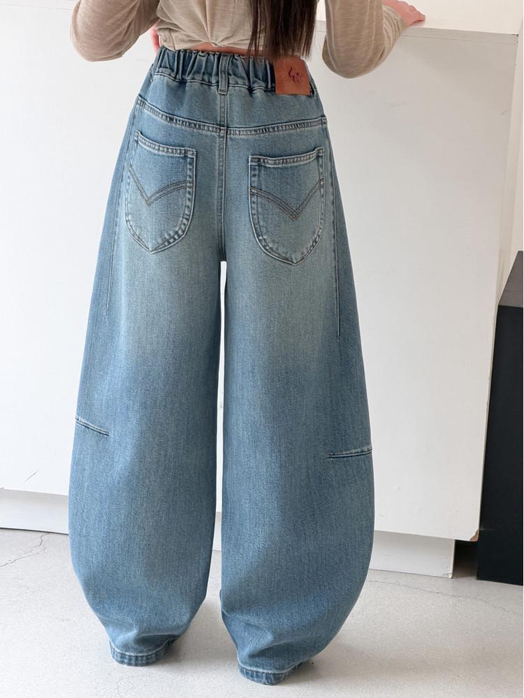 Girls' Wide-Leg Denim Jeans - Korean Style Spring 2026, Casual Street Style for Big Kids