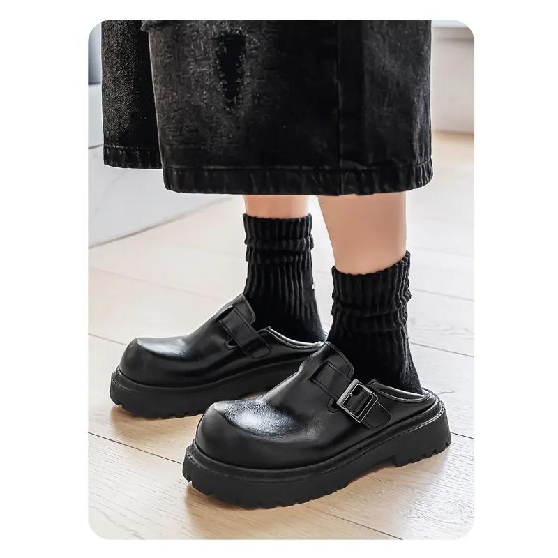 

Men S Leather Loafers Breath Summer Slippers For Men Light Comfort Casual Shoes Slip-On Half Loafer Soft Cushion Walking Shoes 44