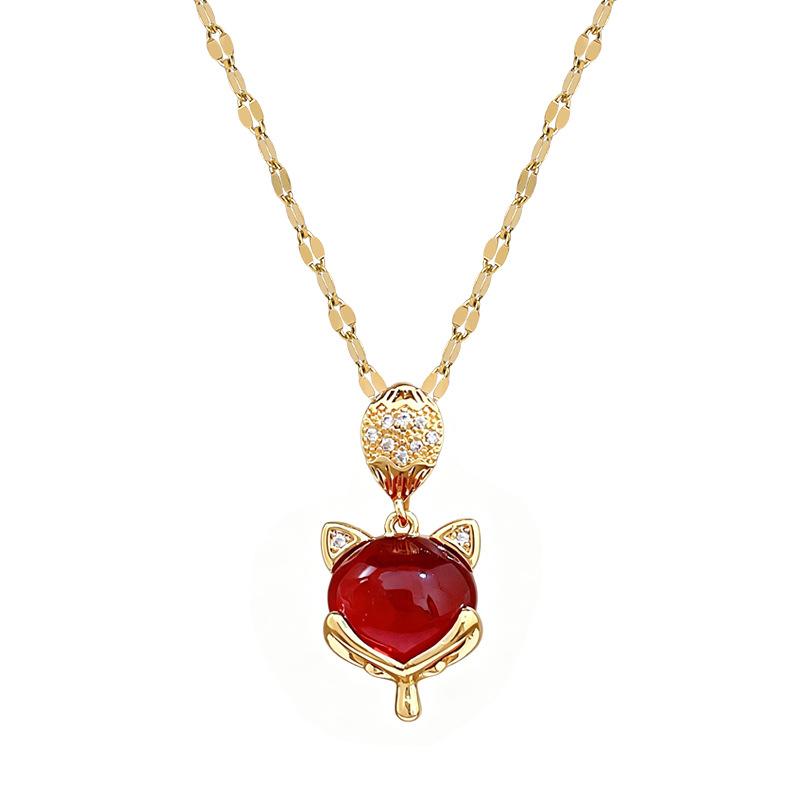 Female Versatile Collarbone Fox Palace Style Necklace