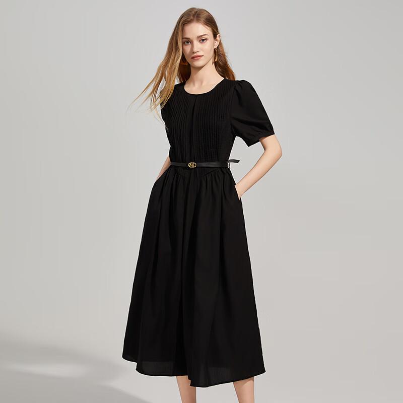 Shetu Round Neck Short Sleeve Mid-length Dress