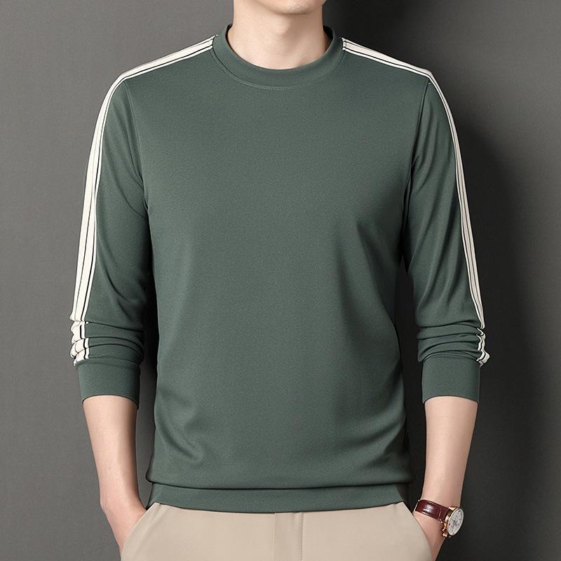Lente NIEUW Trui met ronde hals Heren T-shirt met lange mouwen Onderhemd Heren Lente en Herfst Nieuw Casual L black