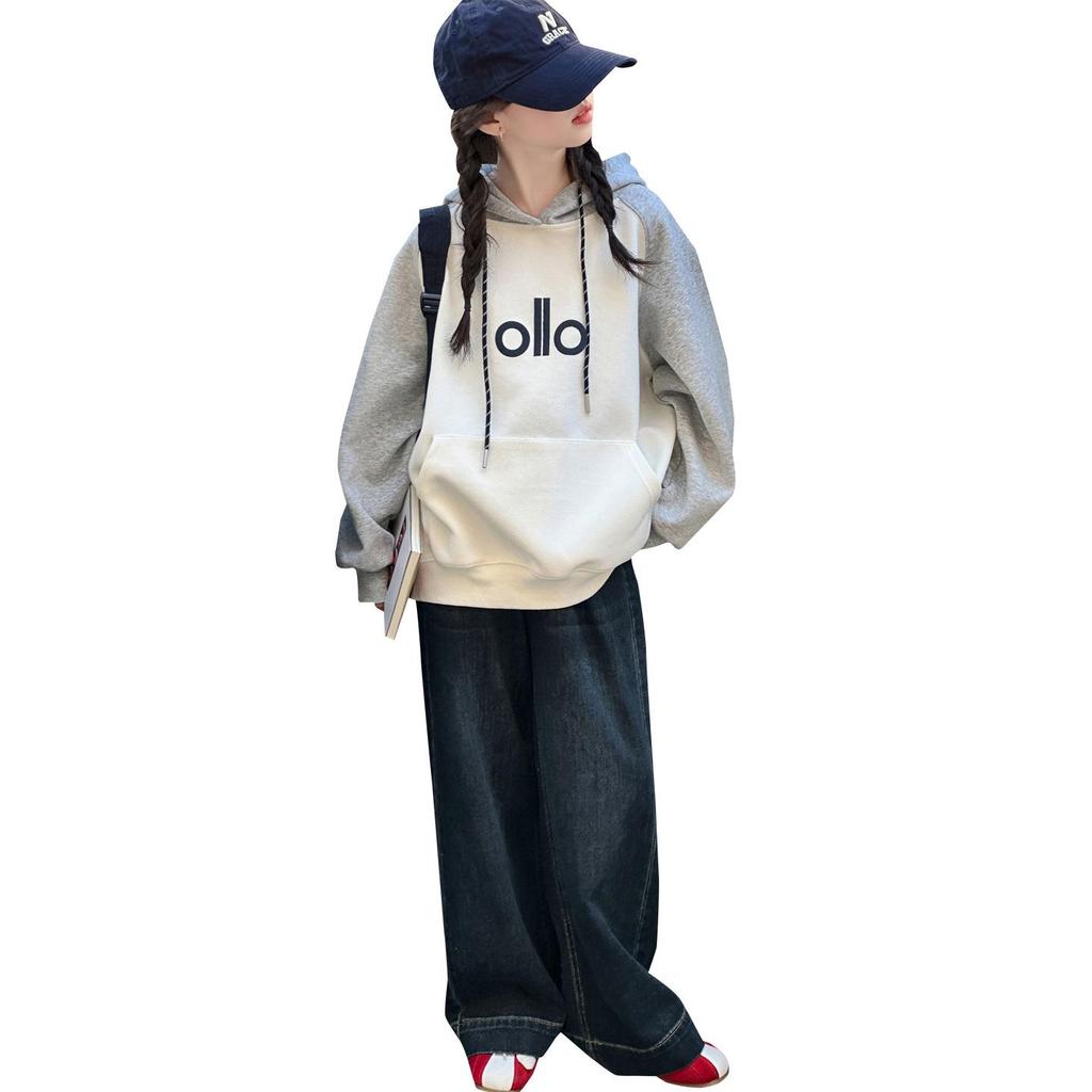 2025 Girls' Casual Hooded Sweatshirt and Pants Set for Middle School Students - Trendy Autumn Style