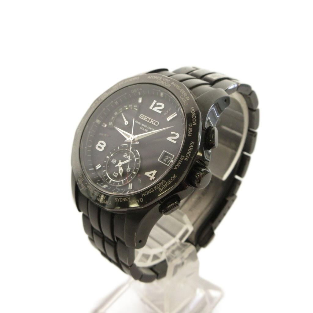 Seiko Brightz BRIGHTZ 3 Watch, Radio-Controlled Solar, Analog, Hands, Calendar, Titanium, Black, 8B53-0AC0 /YT D Men's