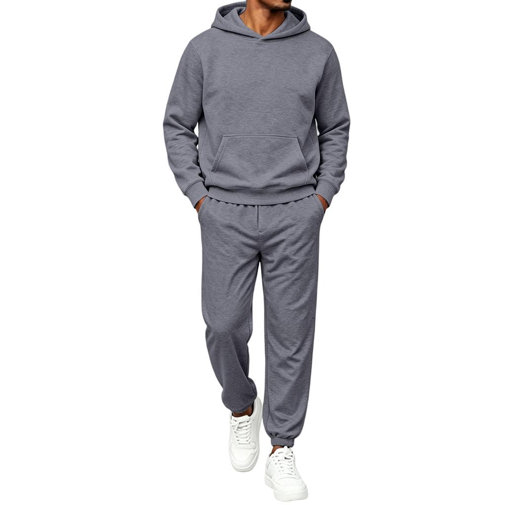 Ensemble Sweat à capuche Sweatshirt Homme Couleur Tenue Décontractée Deux Pièces pour Printemps et Automne