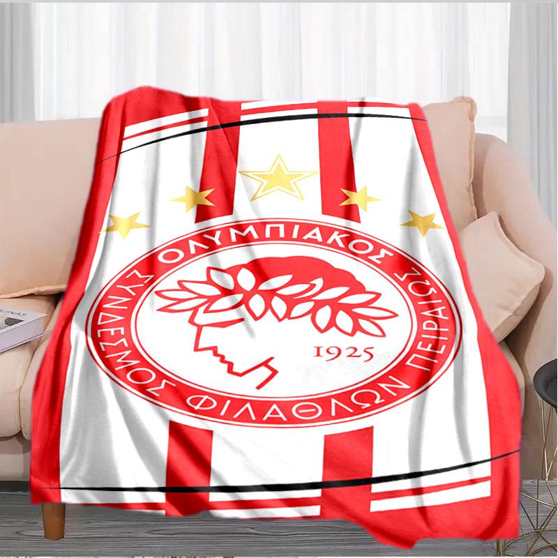 Coperta con Stemma Olympiacos FC Adatta per Divani, Letti, Uffici e Campeggio - Regalo Perfetto per Halloween Natale