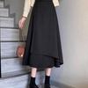 Women's Black Irregular High-Waist A-Line Skirt, Slimming Half Skirt with Wide Hem, New 2026 Style