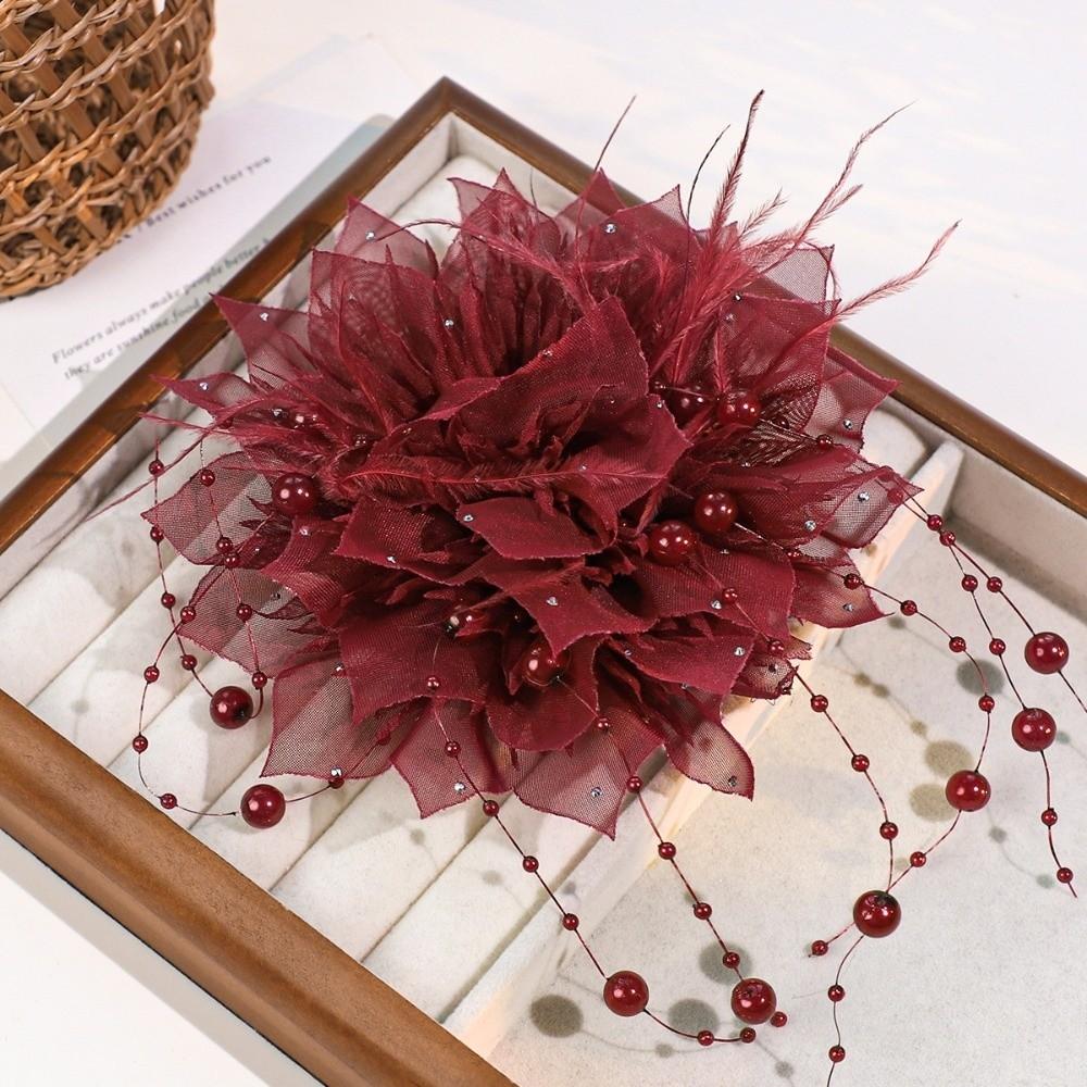 

Fashion Pearl 3D Organza Flower Patch Flower Hand-made Studded Patch Handmade Multi-layer Applique Decorative Clothes Appliques красный