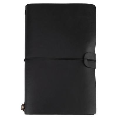 Classic PU Leather Travel Notebook Personalized Journal Diary Refillable Notepad (Black)