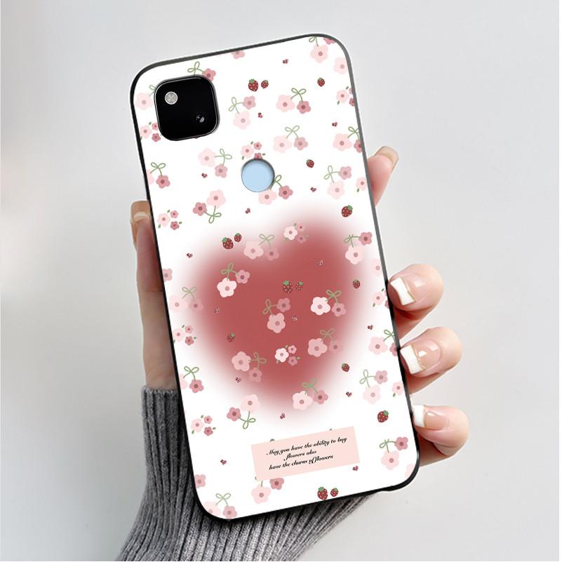 Case For Google Pixel 4a Luxury Fashion Butterfly Flowers Soft Matte TPU Silicon Back Cover Black For Pixel4a 4G 5G Phone Case
