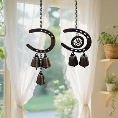 Lucky Horseshoe Wind Chimes Alloy Rust-Proof Fade-Proof Outdoor Decor for Home Garden Porch Patio Wall Hanging