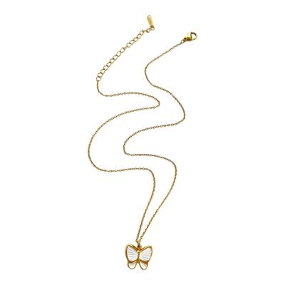 Chic Stackable Butterfly Floral Pendant Necklace Lightweight Stainless Steel Clavicle Chain Jewelry Gift For Her