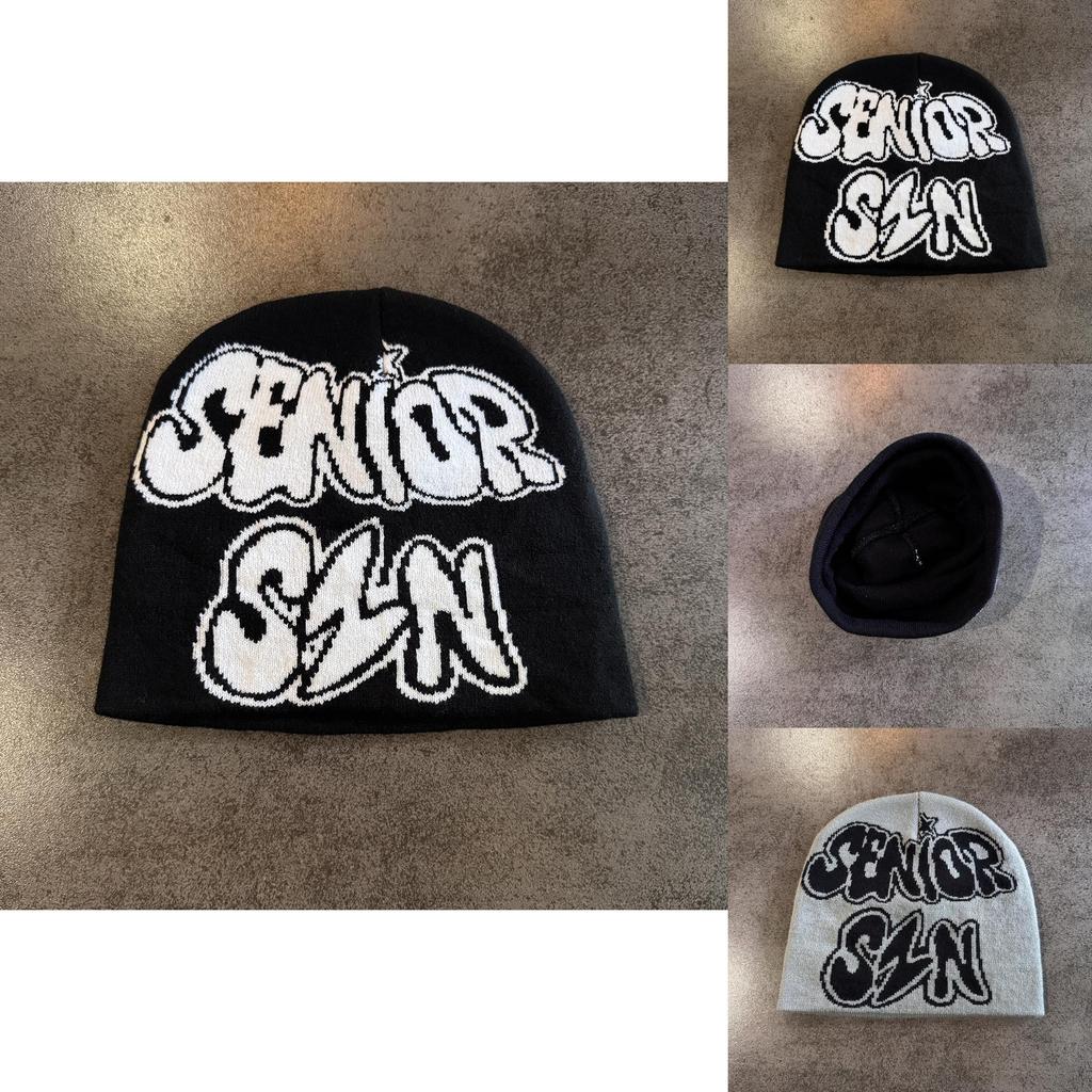 Fall Winter Letter Knit Hat Hat For Teens Adults Acrylic Knit Caps With High Top Design