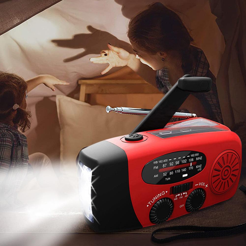 Hand Crank Emergency Radio Solar Powered Radio with LED Flashlight AM/FM Radio Solar Radio for Outdoor Camping and Emergency