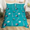 Cartoon Sushi Food Duvet Cover Twin For Kids Teen Microfiber Japanese Cuisine Bedding Set Kawaii Cat Cherry Blossoms Quilt Cover