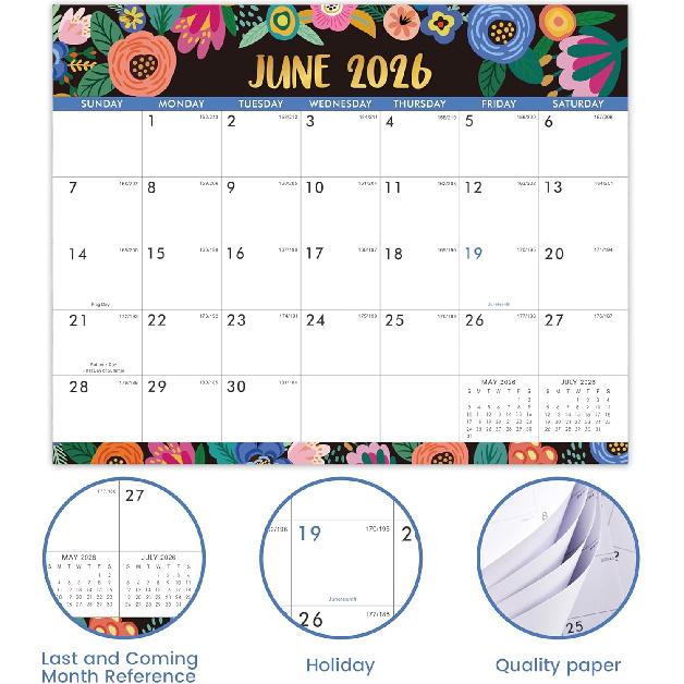 Magnetic Calendar for Fridge - Magnetic Calendar 2026, Jan.2026 - Dec.2026, 8" × 10", 2026 Calendar, Tear-off Pad, Blocks with Julian Dates - Floral