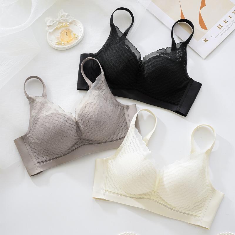 Naked seamless underwear adjustment, small breasts gather and show large upper support, anti-sagging, no steel ring mulberry silk bra