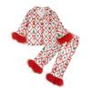 Autumn Christmas Long Sleeve Pajama Set - Children's Bow Print Homewear
