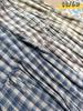 Wei Qi Spring/Summer Mori Style Cotton Linen Plaid Drawstring Vest Dress - Women's Loose Layered Long Dress