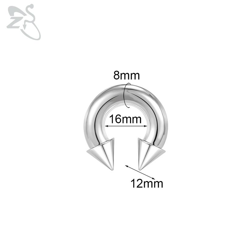ZS 1 PC 00/0/2/4/6/8G Spike Edelstahl Nasenring für Männer Frauen Punk Großspur Septum Piercings Spike Ohr Flesh Expander