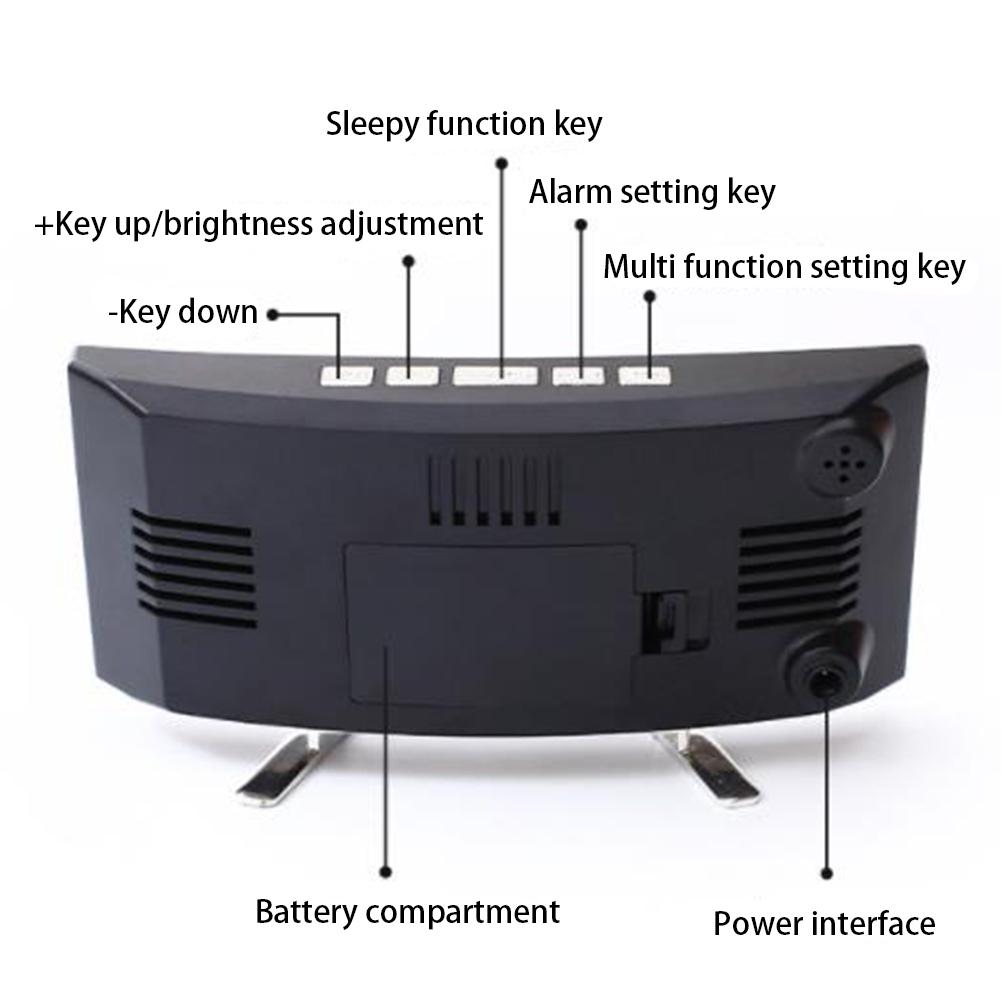 Led Digital Alarm Clock With Time Date Temperature Humidity Display 12/24h Multi-function Desk Table Clock