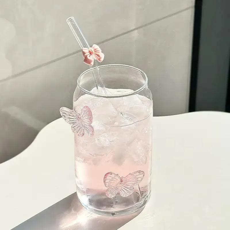 Szkło w kształcie kokardy, Kubek do wody, Wysokiej jakości gospodarstwo domowe do zimnych napojów, Słodkie szklanki do soku, mleka, kawy