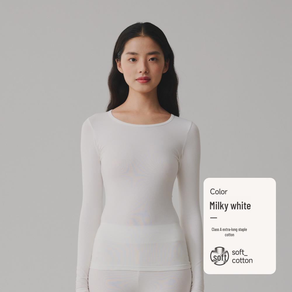 Women's Pure Cotton Solid Color Long-Sleeve Top