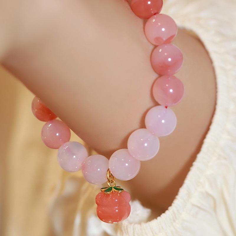 Persimmon Auspicious Red Agate Bracelet Gradient Small Persimmon Single-loop Bracelet Fashionable Commuting Natural Crystal Bracelet