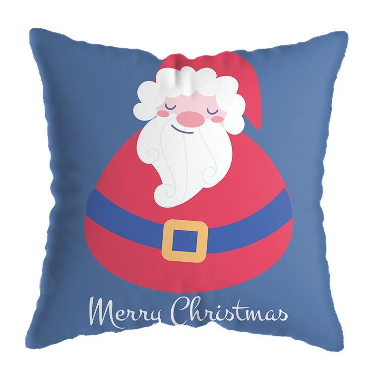 Cartoon Santa Claus Pattern Throw Pillow Cover With Short Plush Print Living Room Sofa Decoration Cushion Cover Pillow Covers