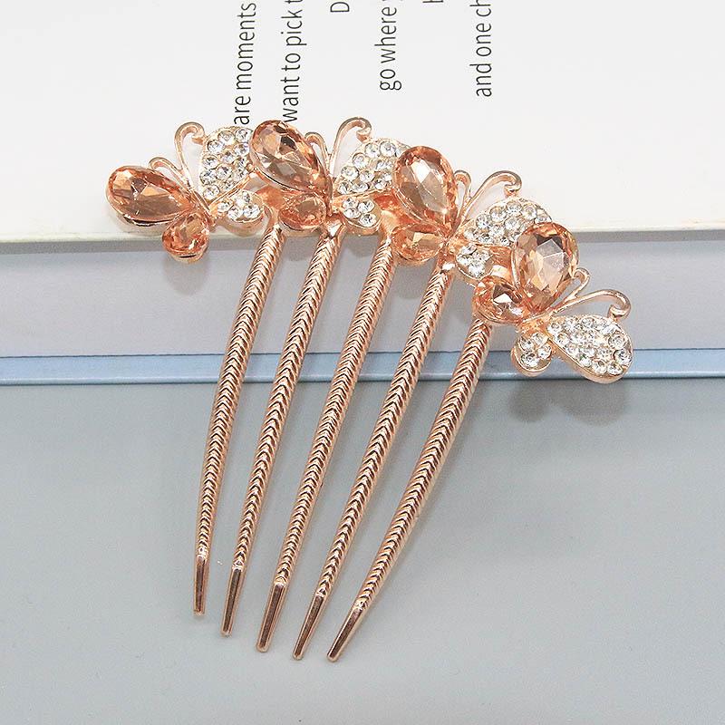Butterfly Rhinestone Hair Comb Clip for Bun Hairstyles