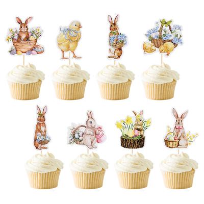 8/16 Stück Osterhase Küken Cupcake Topper Frohe Ostern Party Kuchen Dessert DIY Dekoration Kinder Geburtstagsparty Gastgeschenke Zubehör