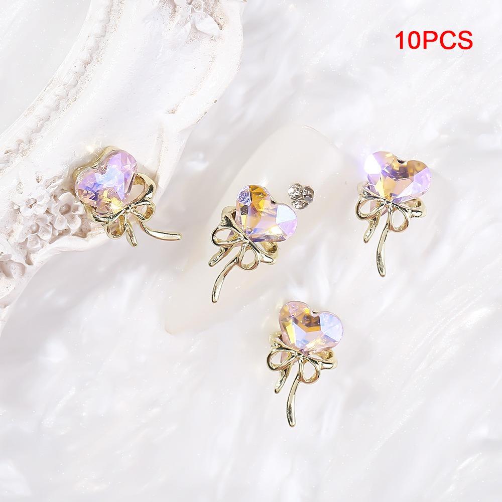 10PCS Crooked Heart Nail Art Charms Translucent Nail Jewelry Manicure Charms  DIY Decoration