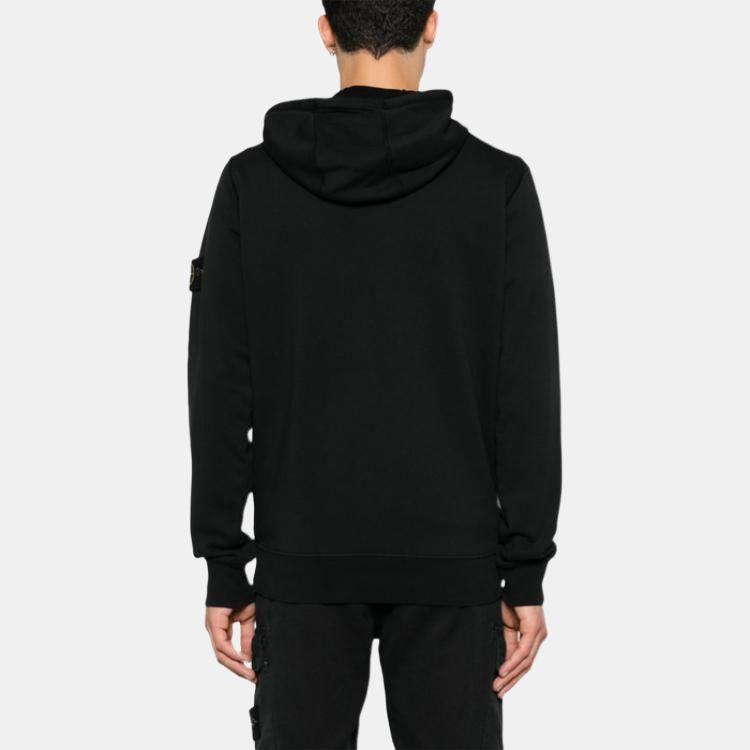 STONE ISLAND Solid Color Logo Hooded Zip Long Sleeve Sweatshirt Men Sweatshirt Black K1S156100042-S0051-V0029