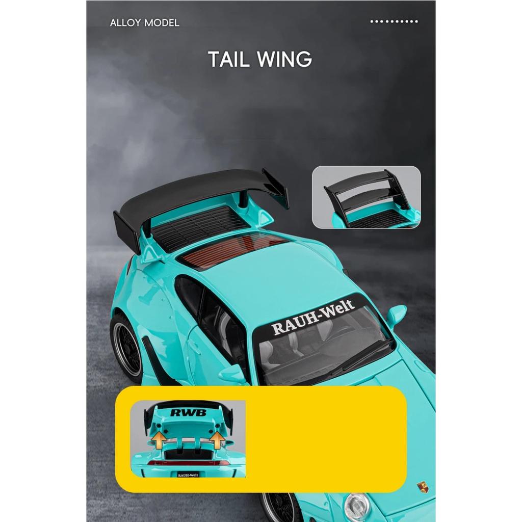 1/22 Porsche 993 RWB 911 Supercar Alloy Model Car Toy Diecasts Metal Casting Sound and Light Car Toys for Children Vehicle