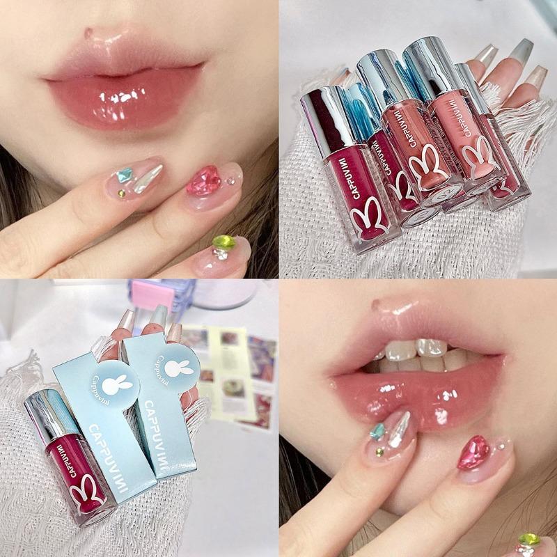 NEW Water Glazed Mirror Lip Gloss Makeup Crystal Jelly Moisturizing Lip Glaze Long Lasting Grape Color Liquid Lipstick Cosmetics