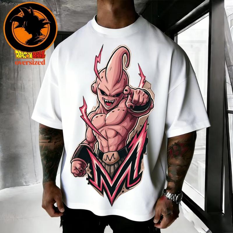 

2026 Summer Dragon Ball Retro Pure Cotton Mens Tshirt Evil Magic Man Buo Oversized Casual Shirt Unisex Parentchild Suit S