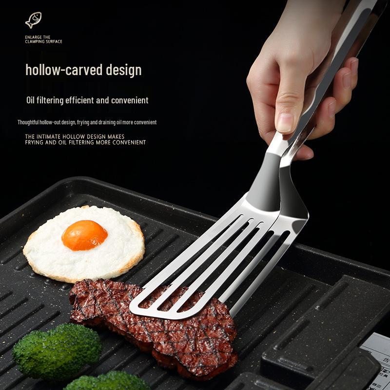 Stainless Steel Multifunctional Spatula and Food Clip for Frying and Barbecue